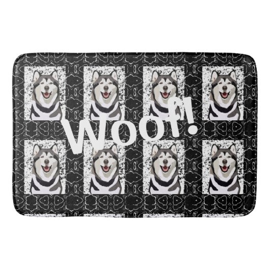 Pet Husky Pattern ... Wof! Badmat (Voorkant)