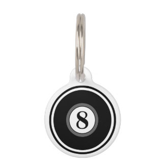 Pet ID Tag - 8 Ball - Zwart & Wit Huisdierpenning
