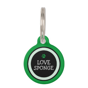 Pet ID Tag - Grijze Groen en Zwart - Liefde Sponge Huisdierpenning