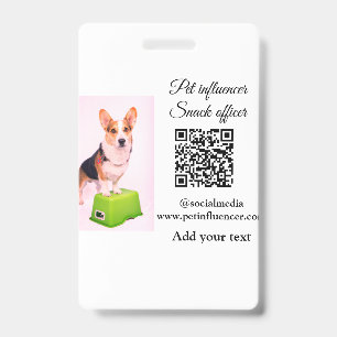 Pet influencer voeg huisdier foto naam social medi badge
