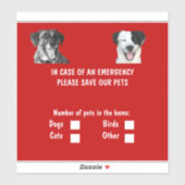Pet Inside Emergency Sticker (Vel)