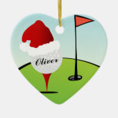 Pet kerst met Golf Ball-kerstman Keramisch Ornament (Voorkant)