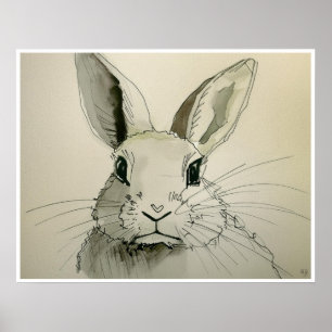 Pet Konijn Tekening - Kunstdruk Poster