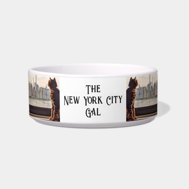 Pet laat de New York City Cat vallen Voerbakje (Voorkant)