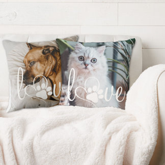 Pet Life Love | Paw Print Heart Reversible 2-Photo Kussen