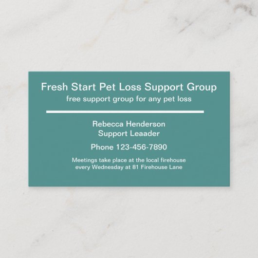 Pet Loss Support Group Visitekaartje (Voorkant)