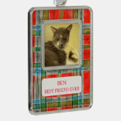 PET LOVE Framed Vert Ornament + Tekst MacBainPlaid (Rechts)