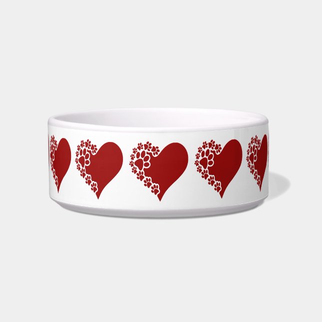 Pet Love Hearts White Voerbakje (Voorkant)