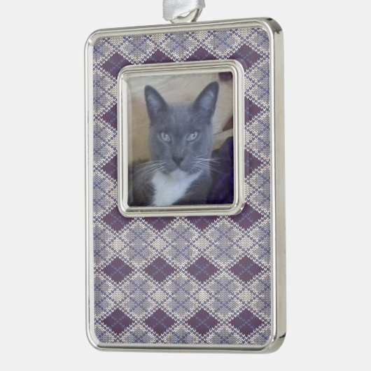 PET LOVE ingelijst Vert Ornament / Plum Argyle Kni (Links)