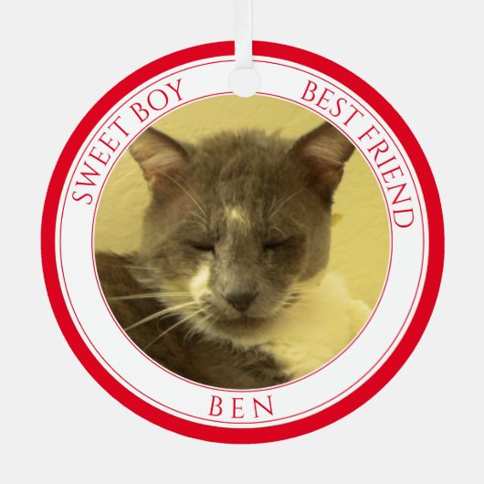 PET LOVE Métal Cercle Ornement + Texte / Rouge (Verso)