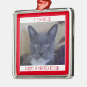 PET LOVE Premium Vierkant Ornament + Tekst / Rood (Links)