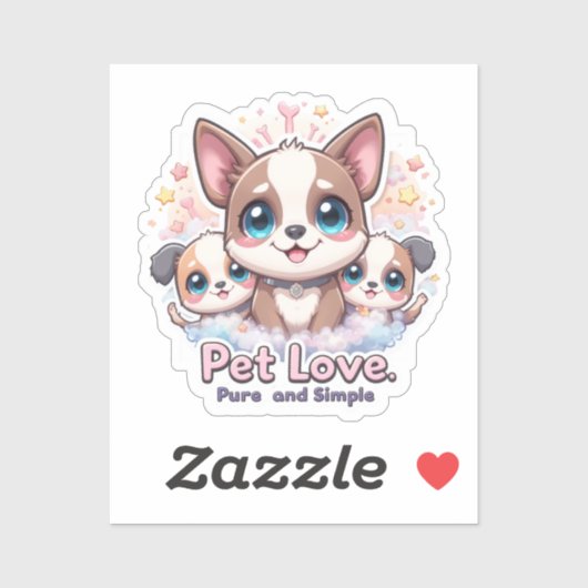 Pet Love Pure et Simple Mignonne Sticker en vinyle (Feuille)