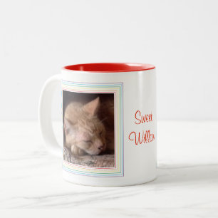 PET LOVE Rouge Mug à deux tons + Texte / Arc-en-ci
