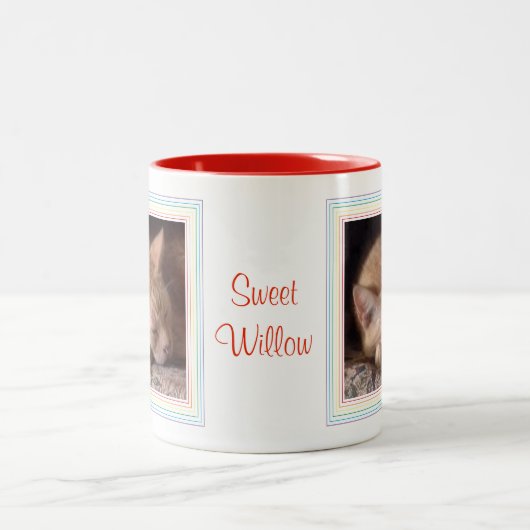 PET LOVE Rouge Mug à deux tons + Texte / Arc-en-ci (Centre)