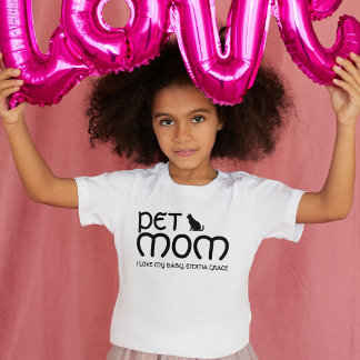 Pet Lover Cat Mom Black White Mother's Day Script T-shirt