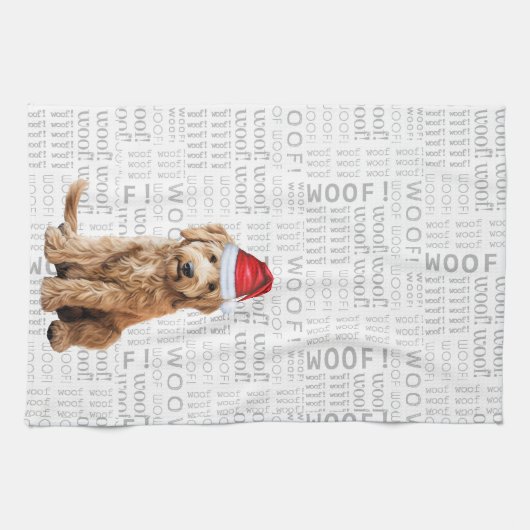 Pet Lover Holiday Goldendoodle Santa Dog Christmas Theedoek (Horizontaal)