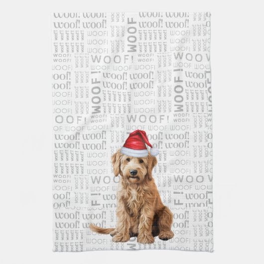 Pet Lover Holiday Goldendoodle Santa Dog Christmas Theedoek (Verticaal)