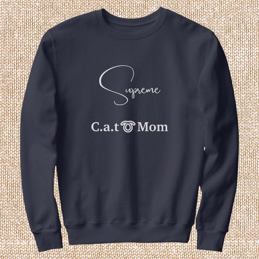Pet Lover Navy Blue White Script Custom Cat Mom  Trui