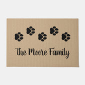 Pet Lover Paw Drukt Gepersonaliseerd Gezinsmonogra Deurmat (Voorkant)