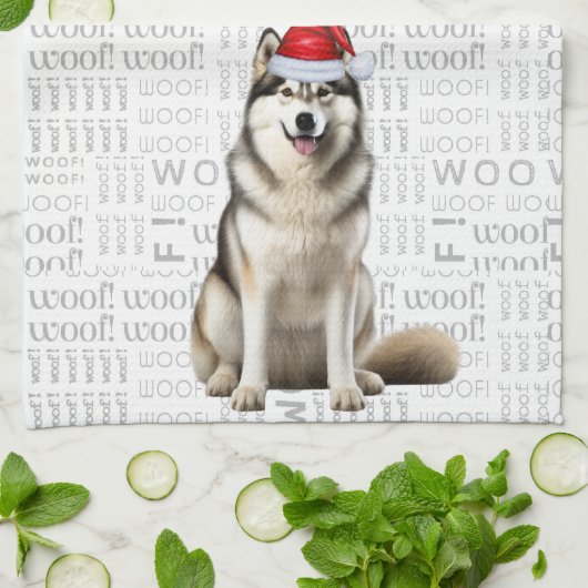 Pet Lover Vakantie Alaskan Malamute Hond Kerstmis Theedoek (Gevouwen)