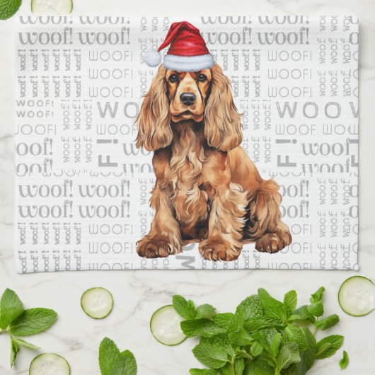 Pet Lover Vakantie Cocker Spaniel Hond Kerstmis Theedoek (Gevouwen)