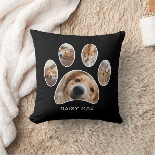 Pet Lovers Kute Paw Print Name Photo Collage Kussen