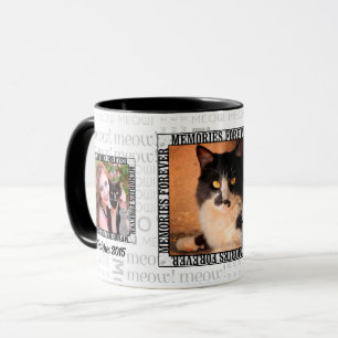 Pet Memorial 3-Foto verlies van een Kat Meow Word  Mok