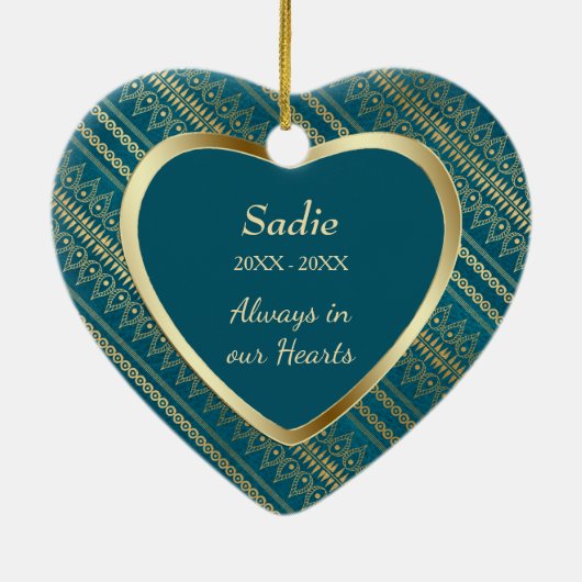 Pet Memorial Aztec Pattern Heart Keepomwille Keramisch Ornament (Achterkant)