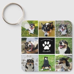 Pet Memorial Custom Dog Photo Collage & Quote Sleutelhanger