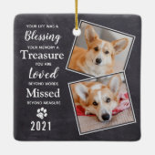 Pet Memorial Custom Dog Remembrance 2 Foto Keramisch Ornament (Achterkant)