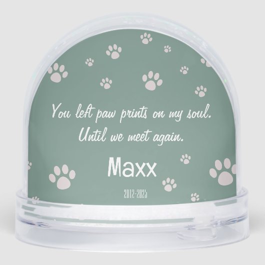 Pet Memorial Custom Greenery Neige Globes (Arrière)