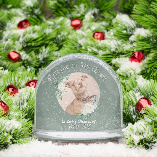 Pet Memorial Custom Greenery Snow Wereldbollen Sneeuwbol (Kerstmis)