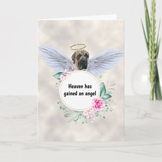Pet memorial English mastiff dog angel wings poem Kaart (Voorkant)