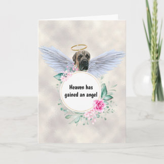 Pet memorial English mastiff dog angel wings poem Kaart