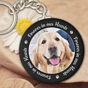 Pet Memorial Forever in ons hart Aangepaste foto Sleutelhanger