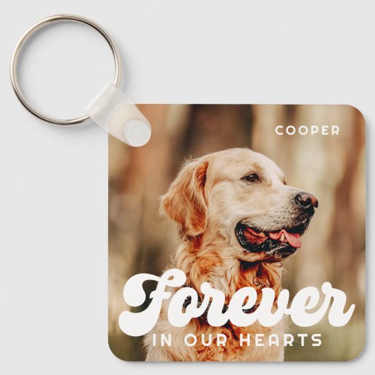 Pet Memorial Forever in ons hart  Foto Sleutelhanger (Voorkant)