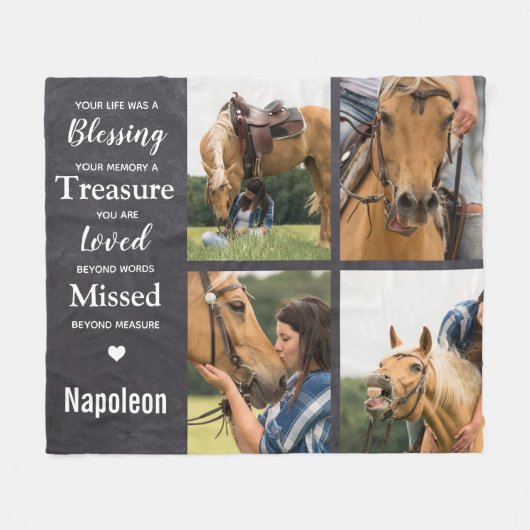 Pet Memorial Foto Collage Fleece Deken (Voorkant (Horizontaal))