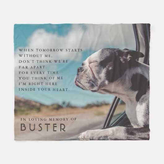 Pet Memorial Foto Poem Fleece Deken (Voorkant (Horizontaal))