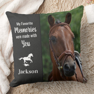 Pet Memorial gepersonaliseerd 2 foto paard verlies Kussen