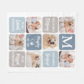 Pet Memorial gepersonaliseerd 7 foto collage hond Fleece Deken (Voorkant (Horizontaal))