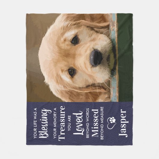 Pet Memorial Gepersonaliseerd sympathie geschenk h Fleece Deken (Voorkant)