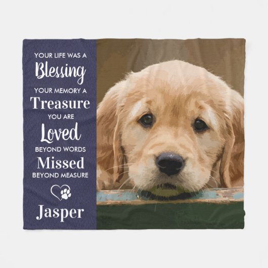 Pet Memorial Gepersonaliseerd sympathie geschenk h Fleece Deken (Voorkant (Horizontaal))