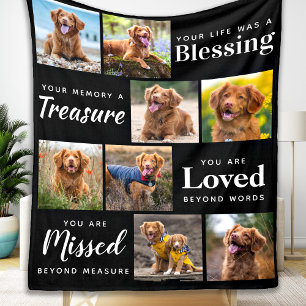 Pet Memorial Gift Personalized Loss of Dog Photo Fleece Deken