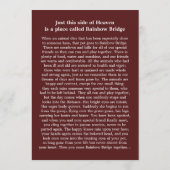 Pet Memorial Kaart 5"x7" Rainbow Bridge (Vrouw) (Achterkant)