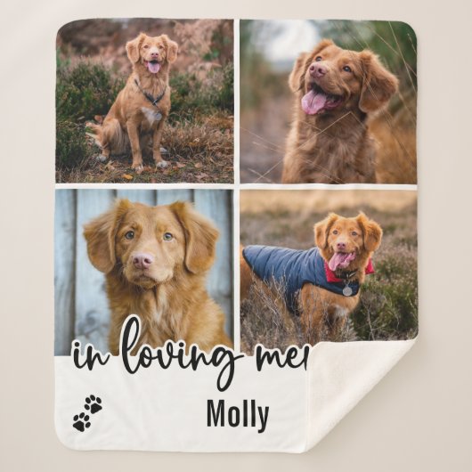 Pet Memorial Keepomwille Photo Collage Sherpa Deken (Voorkant)