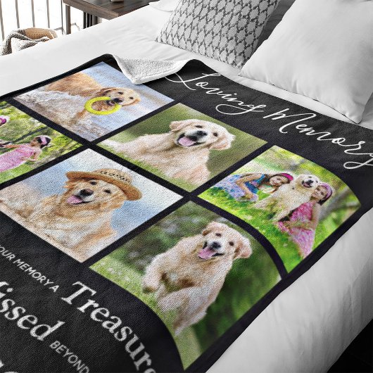 Pet Memorial Keepslag Gift 6 Dog Foto Collage Fleece Deken