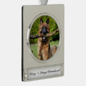 Pet Memorial Kerstornament Foto Keepomwille Verzilverd Banner Ornament (Rechts)