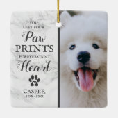 Pet Memorial Marble Fotokerstversiering Keramisch Ornament (Achterkant)