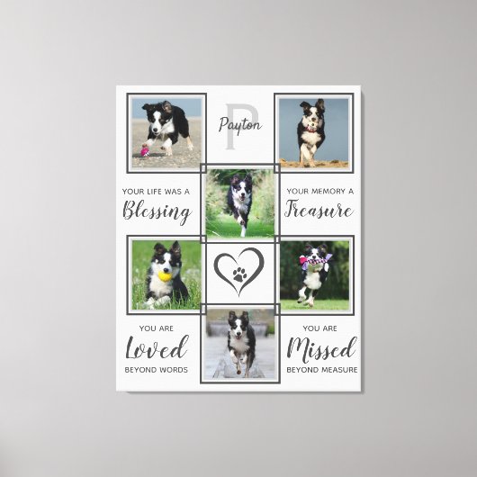 Pet Memorial Marmer 6 Dog Foto Collage Canvas Afdruk (Voorkant)