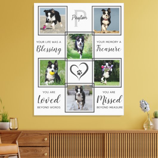 Pet Memorial Marmer 6 Dog Foto Collage Canvas Afdruk (Insitu (Woonkamer))